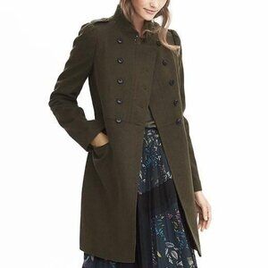 Banana Republic Melton Wool Long Military Jacket Green - SP